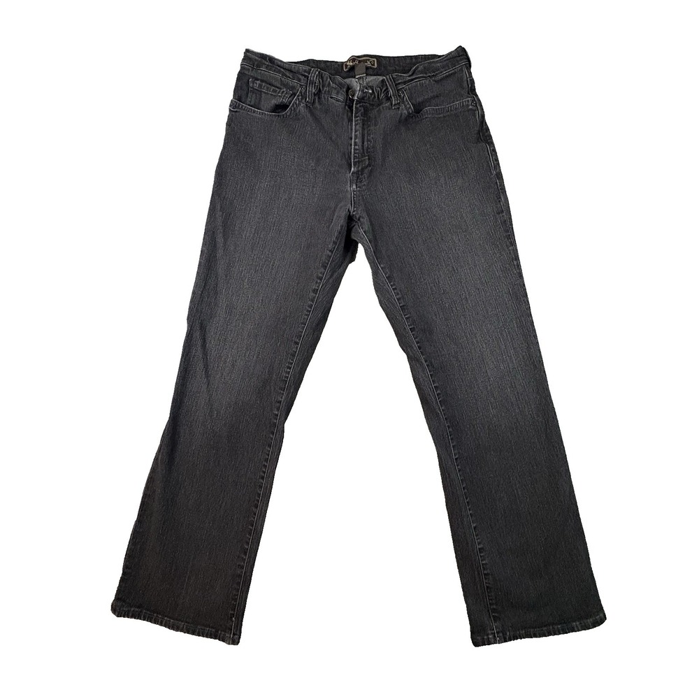 34 Heritage Men's 34.5x29.5 Black Charisma Gray Wash Straight Leg Stretch Jeans